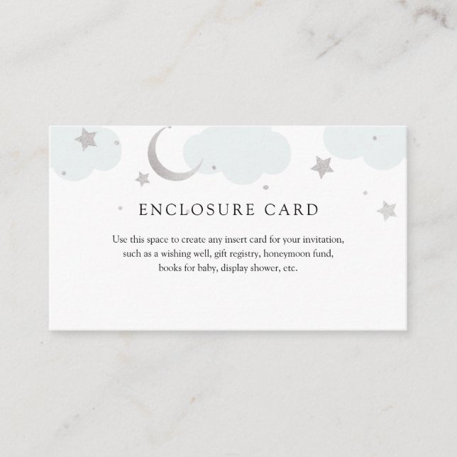 Silver Moon and Blue Clouds Enclosure Card (Front)