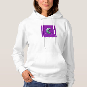 Silver Moon and Stars Purple Background Hoodie