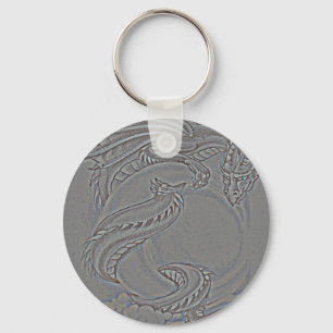 Silver Moon Dragon Keychain