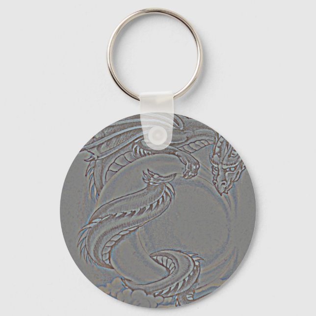 Silver Moon Dragon Keychain (Front)