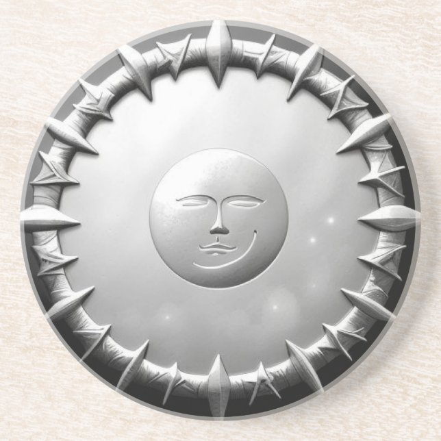 Silver Moon Face Coaster (Front)