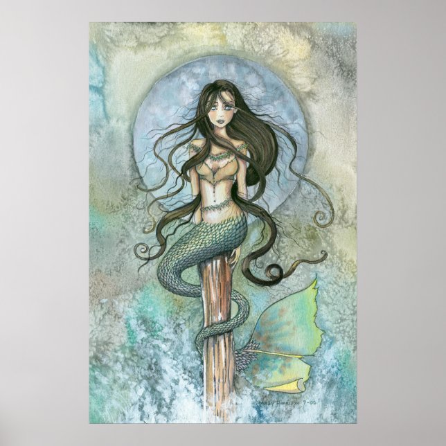 Silver Moon Mermaid Poster by Molly Harrison (Front)