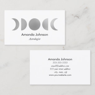 Silver Moon Phases Astrology Yoga Holistic Healer Business Card