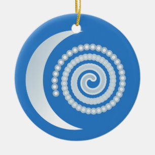 Silver Moon Spiral Ceramic Ornament