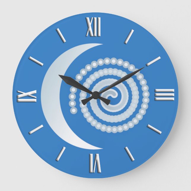 Silver Moon Spiral Large Clock (Front)