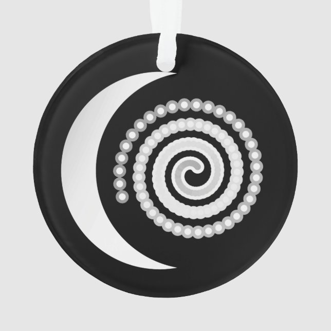 Silver Moon Spiral on black Ornament (Back)