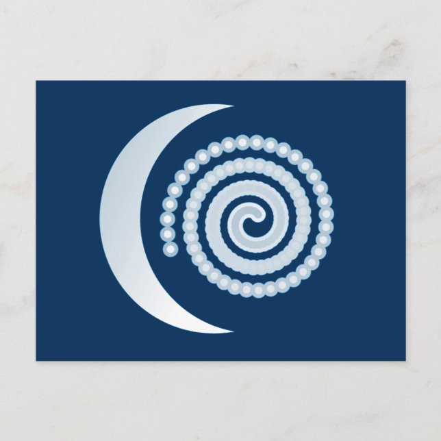 Silver Moon Spiral on dark blue Postcard (Front)