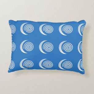 Silver Moon Spiral on deep blue Decorative Pillow