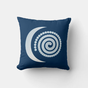 Silver Moon Spiral on indigo Throw Pillow