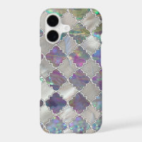 Silver moroccan pattern pearl and rose shell