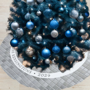 Silver Mosaic Festive Winter Family Decor Brushed Polyester Tree Skirt