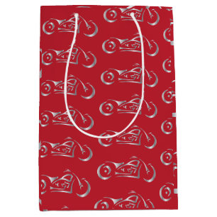 Silver motorcycle silhouette for biker medium gift bag