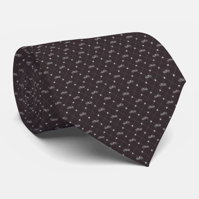 Silver Motorcycle Tie (Rolled)