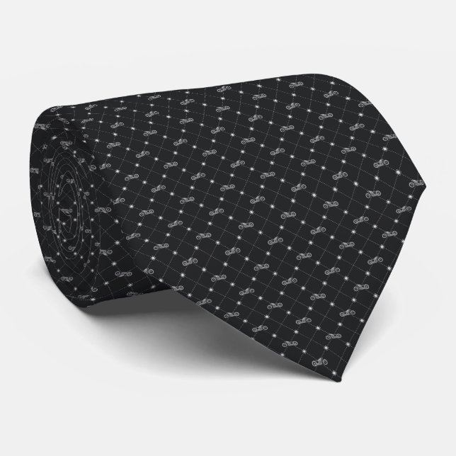 Silver Motorcycle Tie (Rolled)