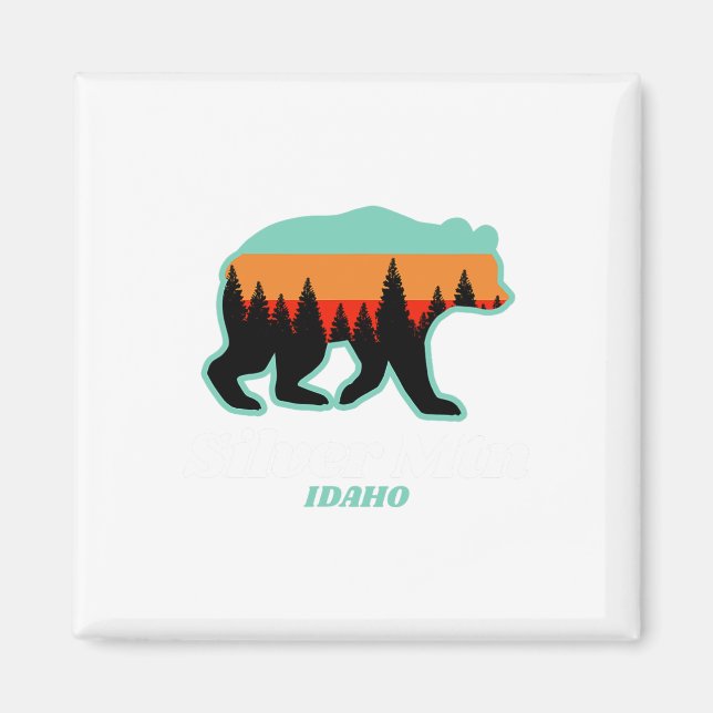 Silver Mountain Idaho Skiing Snowboarding Bear  Magnet (Front)