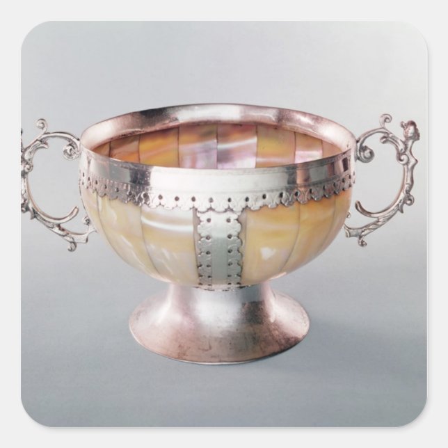 Silver mounted mother-of-pearl wassail bowl square sticker (Front)