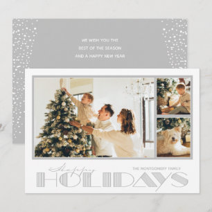Silver Multiple Photo Happy Holiday Card