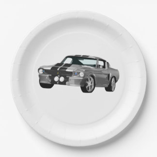 Silver Muscle Car Paper Plate