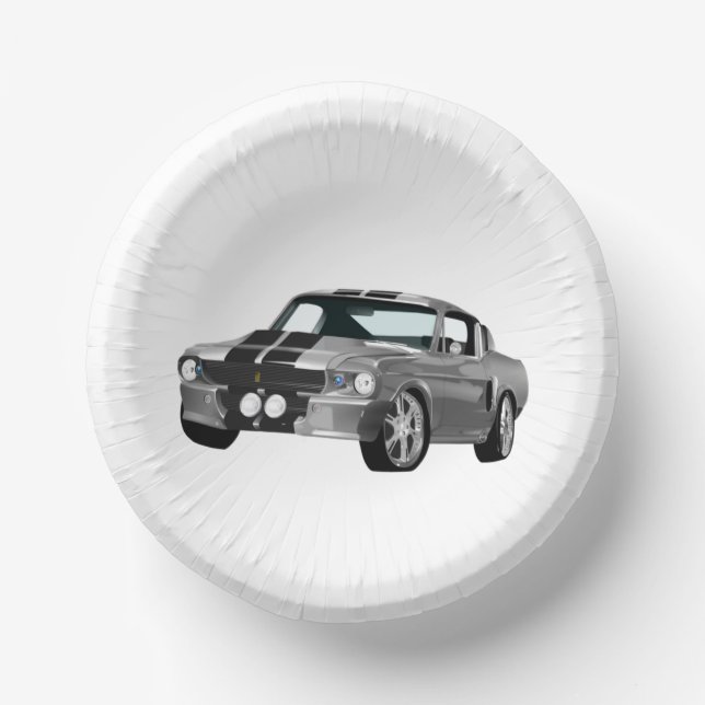 Silver Muscle Car Paper Plate (Front)