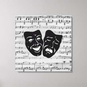 Silver Music and Theatre Masks Canvas Print