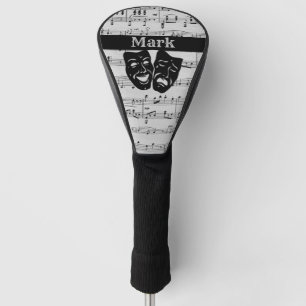Silver Music and Theatre Masks Golf Head Cover