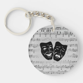 Silver Music and Theatre Masks Keychain
