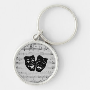 Silver Music and Theatre Masks Keychain