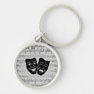 Silver Music and Theatre Masks Keychain
