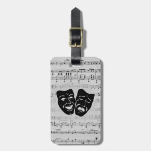 Silver Music and Theatre Masks Luggage Tag
