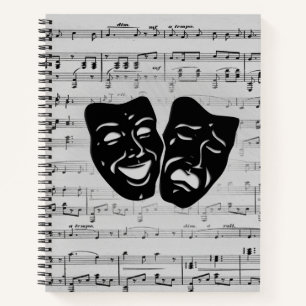 Silver Music and Theatre Masks Notebook