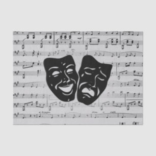 Silver Music and Theatre Masks Tissue Paper
