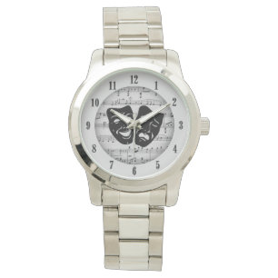 Silver Music and Theatre Masks Watch