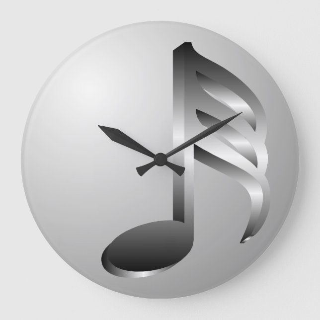 Silver Music Note Wall Clock (Front)