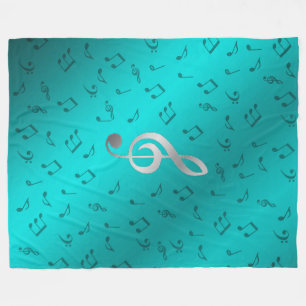silver music notes fleece blanket