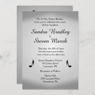 Silver Music Wedding Theme Invitation