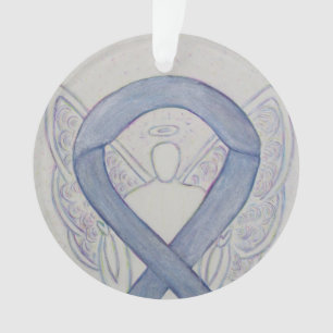 Silver Mystic Awareness Ribbon Angel Ornaments