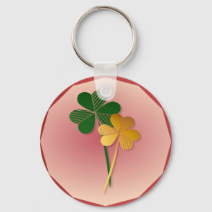 Silver n Gold Shamrocks In My Heart Keychain