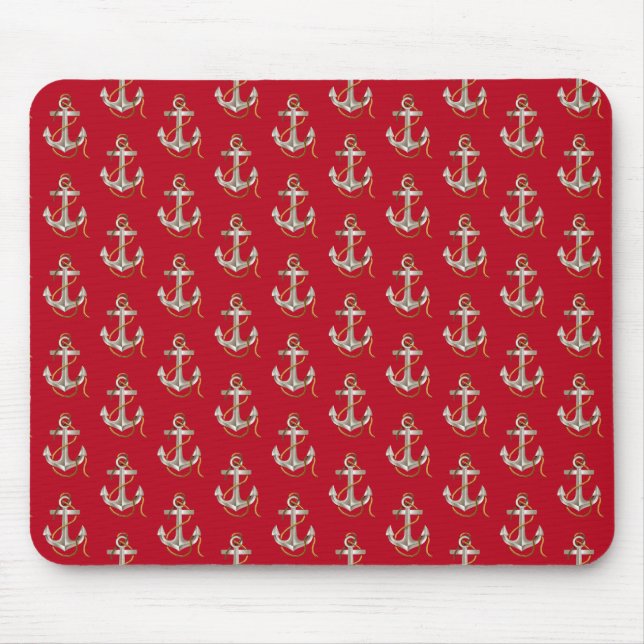 silver nautical anchor with rope mouse pad (Front)