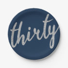 Silver Navy 30 Birthday Party Glitter "Thirty"