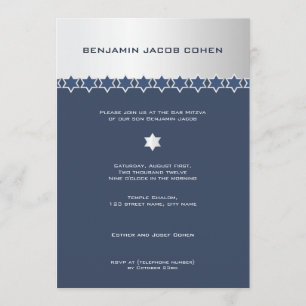 Silver & Navy - Bar Mitzvah Invitation