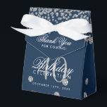 Silver Navy Blue 40th Birthday Thank You Confetti Favor Box<br><div class="desc">Elegant "Thank You" 40th Birthday Silver Faux Glitter Confetti Navy Blue design.</div>