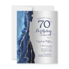 Silver Navy Blue Agate 70th Birthday