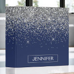 Silver Navy Blue Glitter Girly Monogram Name Binder<br><div class="desc">Silver and Navy Blue Sparkle Glitter Monogram Name Binder. This makes the perfect sweet 16 birthday,  wedding,  bridal shower,  anniversary,  baby shower or bachelorette party gift for someone that loves glam luxury and chic styles.</div>