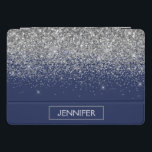 Silver Navy Blue Glitter Girly Monogram Name iPad Pro Cover<br><div class="desc">Silver and Navy Blue Sparkle Glitter Monogram Name Laptop Case. This makes the perfect sweet 16 birthday,  wedding,  bridal shower,  anniversary,  baby shower or bachelorette party gift for someone that loves glam luxury and chic styles.</div>