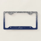 Silver Navy Blue Glitter Girly Monogram Name