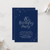 Silver & Navy Blue Modern Chic 40th Birthday Party