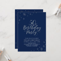 Silver & Navy blue Modern Chic 50th Birthday Party