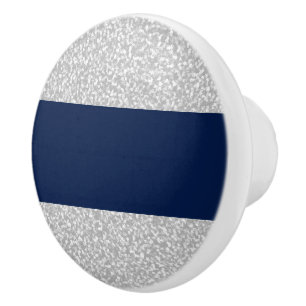Silver & Navy Ceramic Furniture Cabinet Knobs
