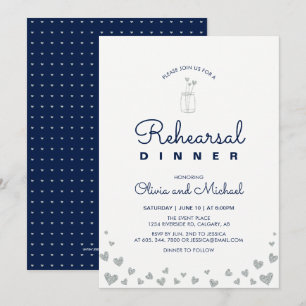 Silver & Navy Invitation au dîner de répétition