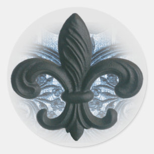 silver/navy "iron fleur de lis" invitation seals